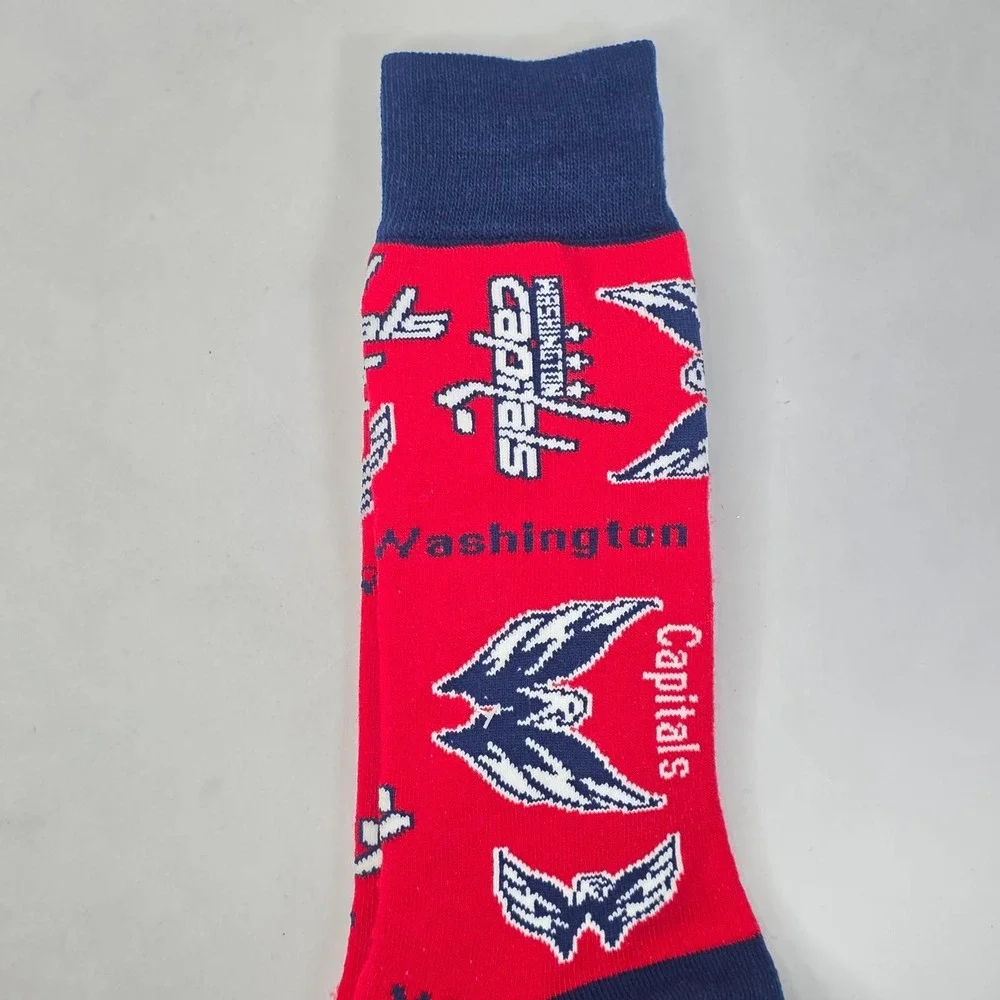 Washington Capitals NHL Hockey Crew Socks Red Navy Blue All Over Print Logo